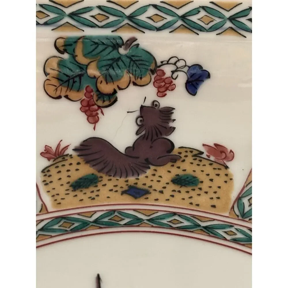 Kutani Ware Fuki Octagonal Dish Bowl Japanese Porcelain Vintage Bird Signed